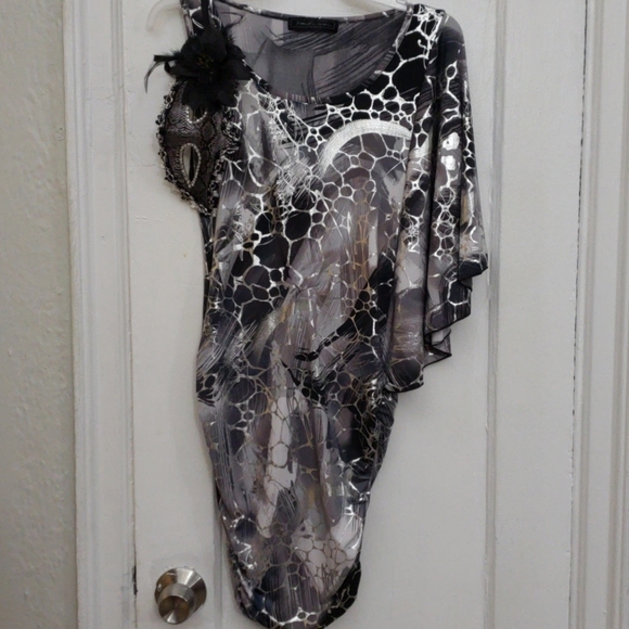 Black Silver Dress With Matching Mask - Picture 1 of 8